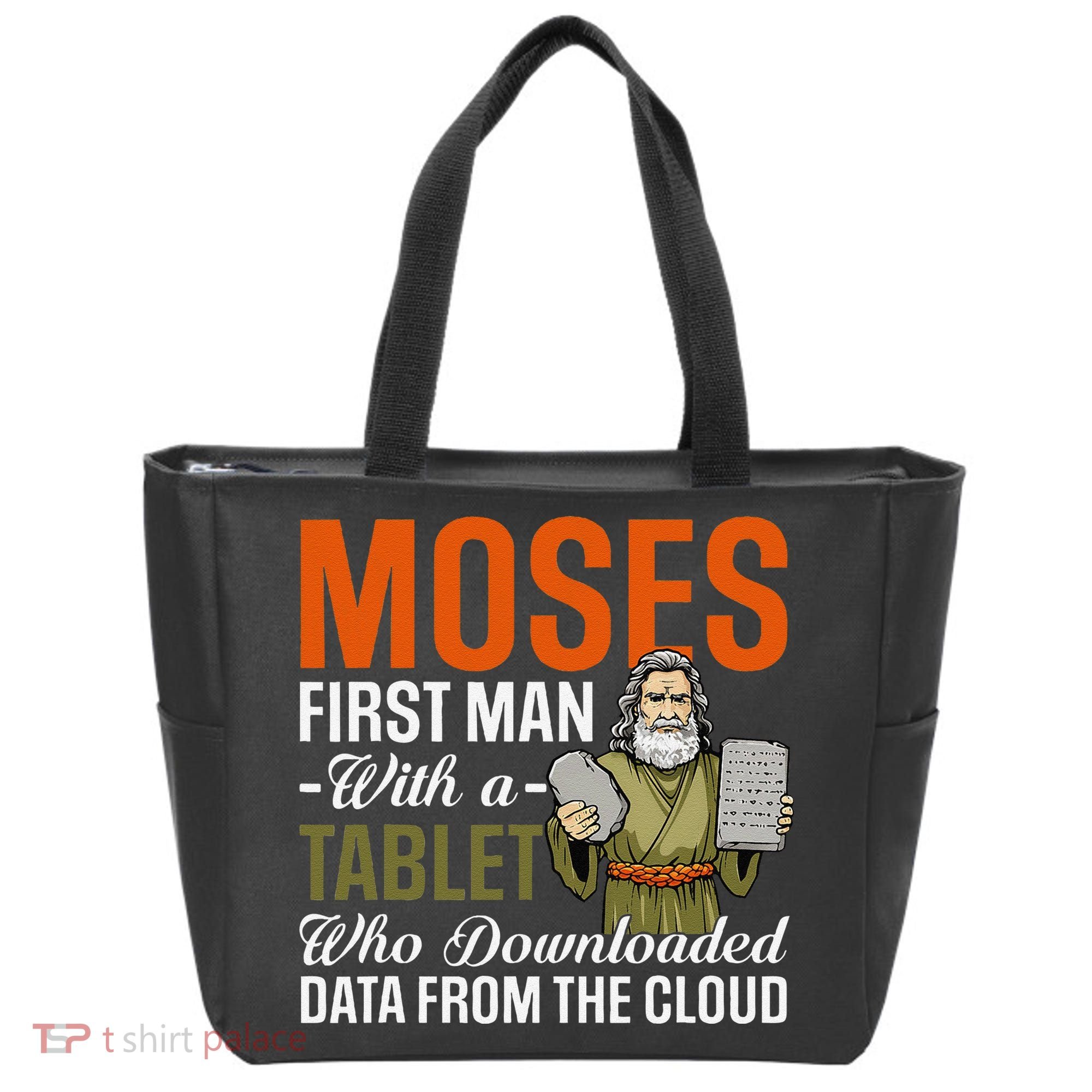Funny Jewish Passover Moses Tablet Data Cloud Computing Pun Tote Bag