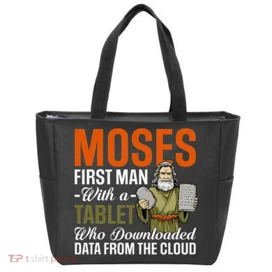 Funny Jewish Passover Moses Tablet Data Cloud Computing Pun Tote Bag