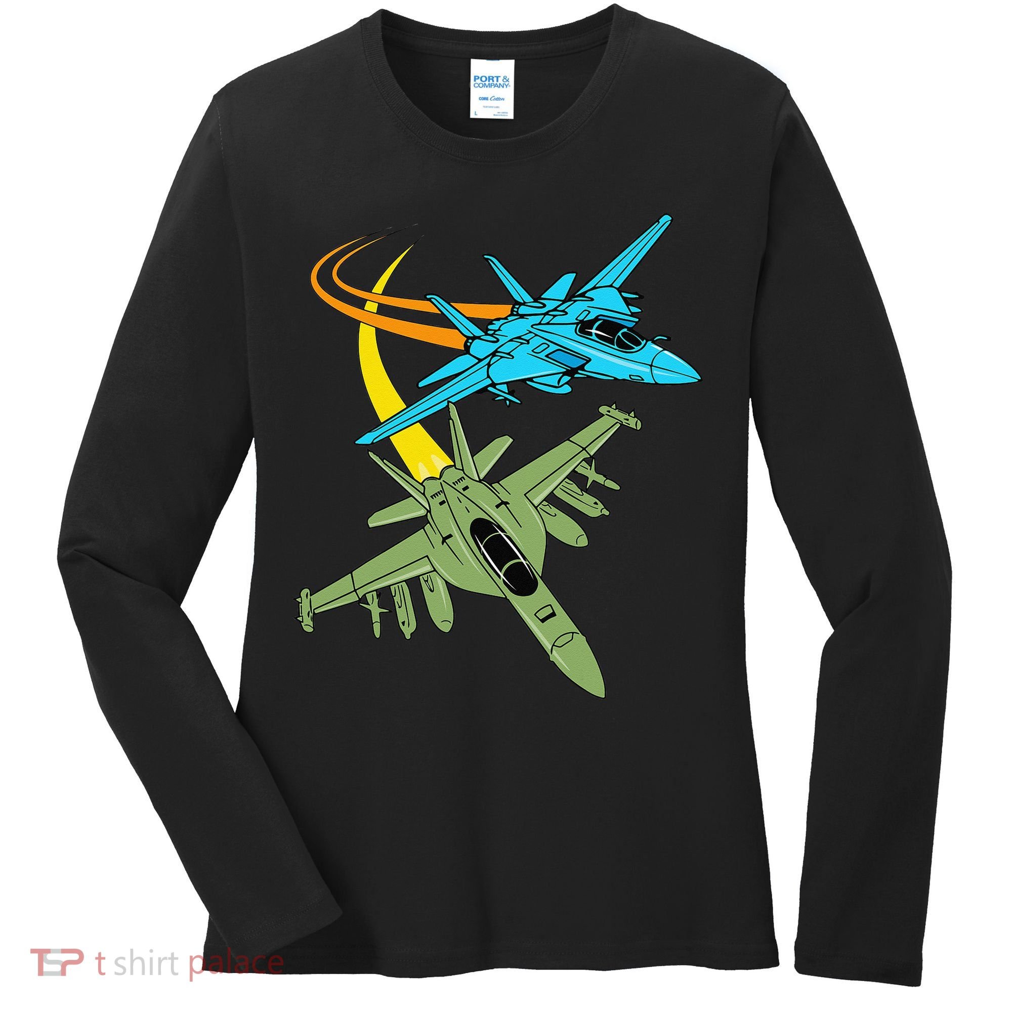 Fighter Jet Plane Future Pilot Aviation Airplanes Aircraft Women's Long Sleeve Shirt