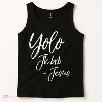 Funny Jesus Resurrection Quote Easter Yolo JK BRB Jesus Tank Top thumb 2