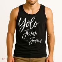 Funny Jesus Resurrection Quote Easter Yolo JK BRB Jesus Tank Top thumb 3
