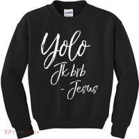 Funny Jesus Resurrection Quote Easter Yolo JK BRB Jesus Kids Sweatshirt thumb 0