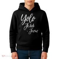 Funny Jesus Resurrection Quote Easter Yolo JK BRB Jesus Kids Hoodie thumb 4