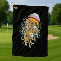 Funny Jellyfish Ramen Bowl Golf Towel thumb 1