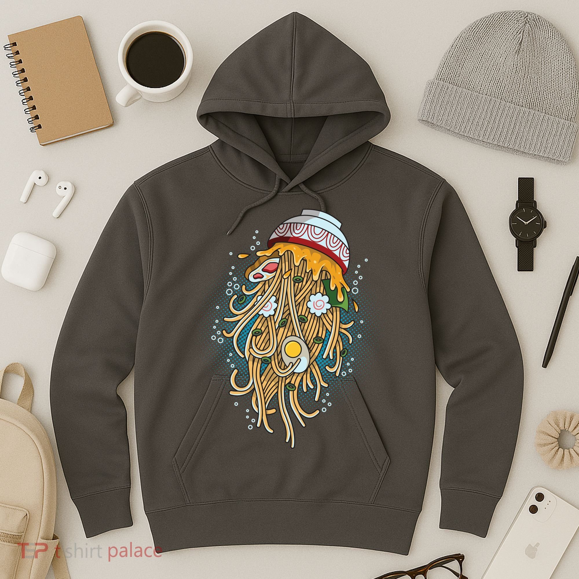 Funny Jellyfish Ramen Bowl Hoodie