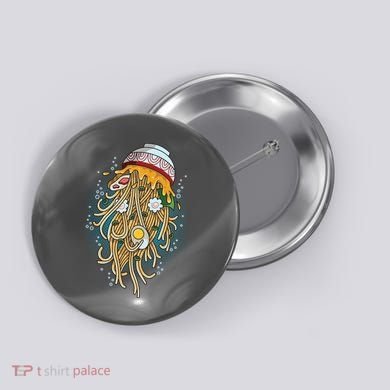 Funny Jellyfish Ramen Bowl Button