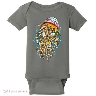 Funny Jellyfish Ramen Bowl Baby Bodysuit