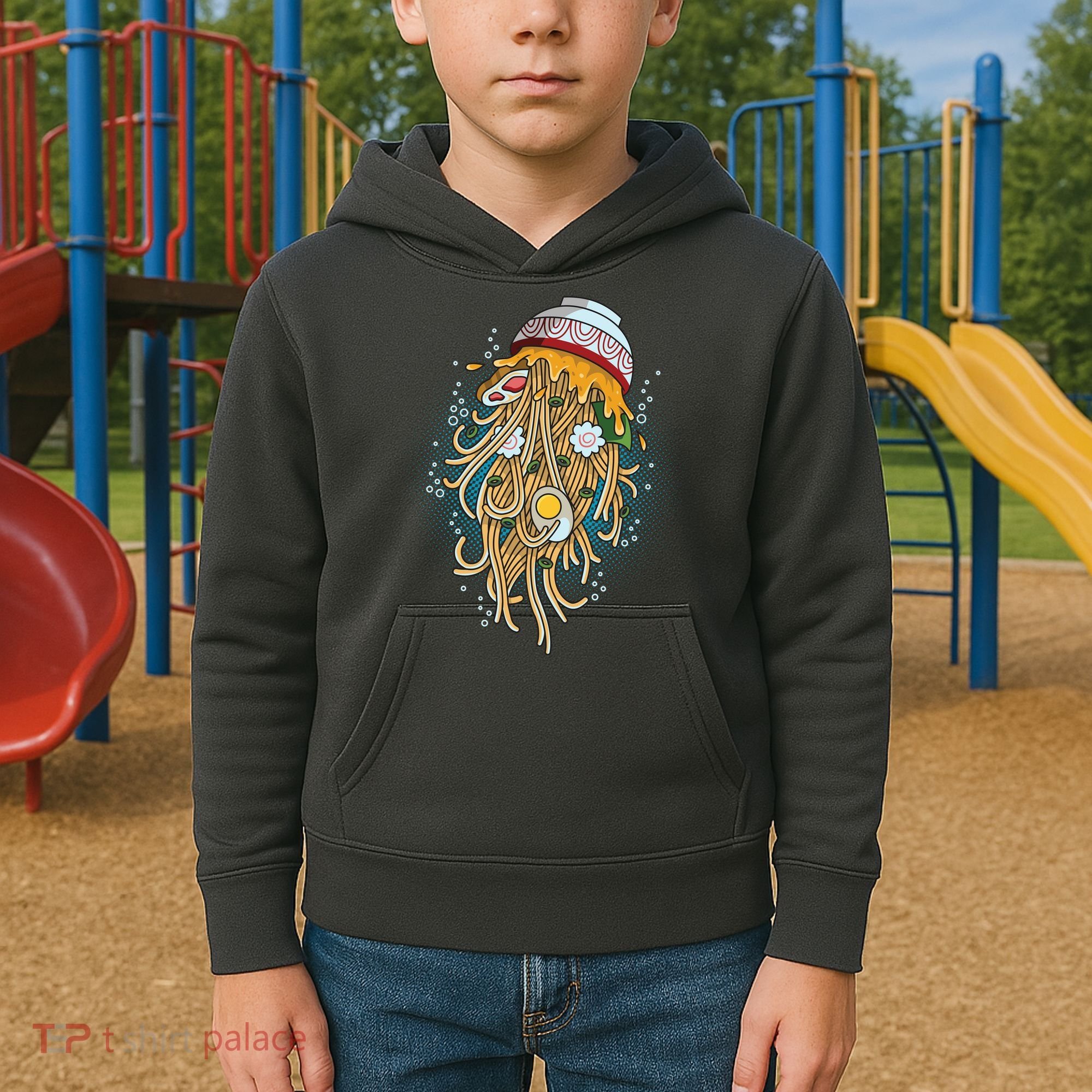 Funny Jellyfish Ramen Bowl Kids Hoodie