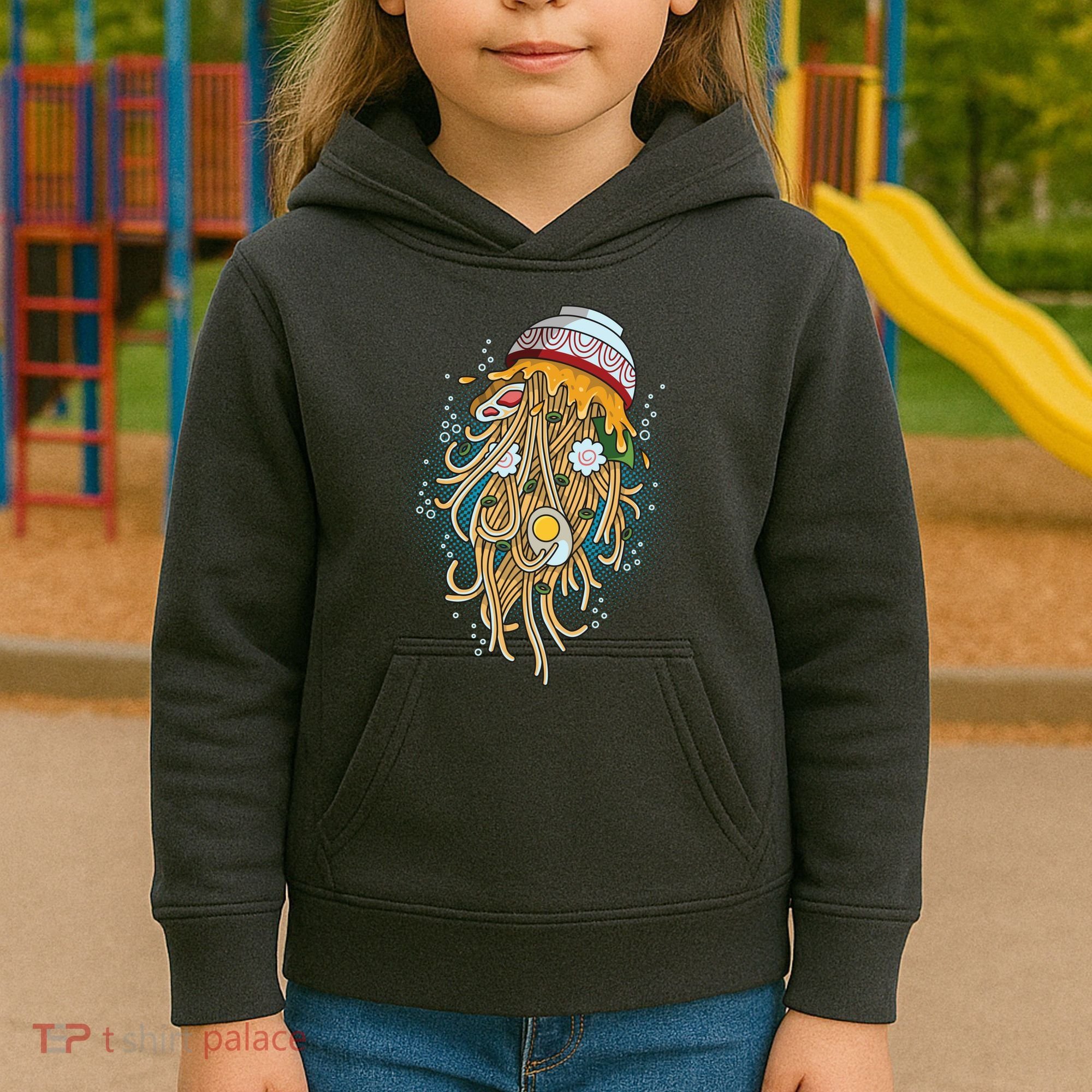 Funny Jellyfish Ramen Bowl Kids Hoodie