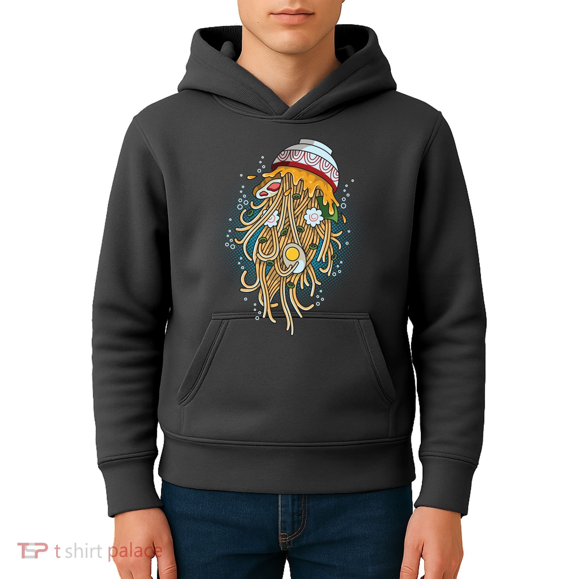 Funny Jellyfish Ramen Bowl Kids Hoodie