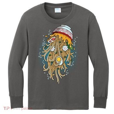 Funny Jellyfish Ramen Bowl Kids Long Sleeve Shirt