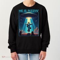 Funny Jesus Rizzin Easter Ufo Alien Abduction Space Christ Women's Sweatshirt thumb 0