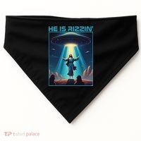 Funny Jesus Rizzin Easter Ufo Alien Abduction Space Christ USA-Made Doggie Bandana thumb 0