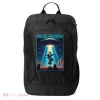Funny Jesus Rizzin Easter Ufo Alien Abduction Space Christ City Backpack thumb 0