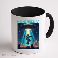 Funny Jesus Rizzin Easter Ufo Alien Abduction Space Christ Coffee Mug thumb 1