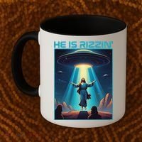 Funny Jesus Rizzin Easter Ufo Alien Abduction Space Christ Coffee Mug thumb 2