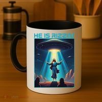 Funny Jesus Rizzin Easter Ufo Alien Abduction Space Christ Coffee Mug thumb 4
