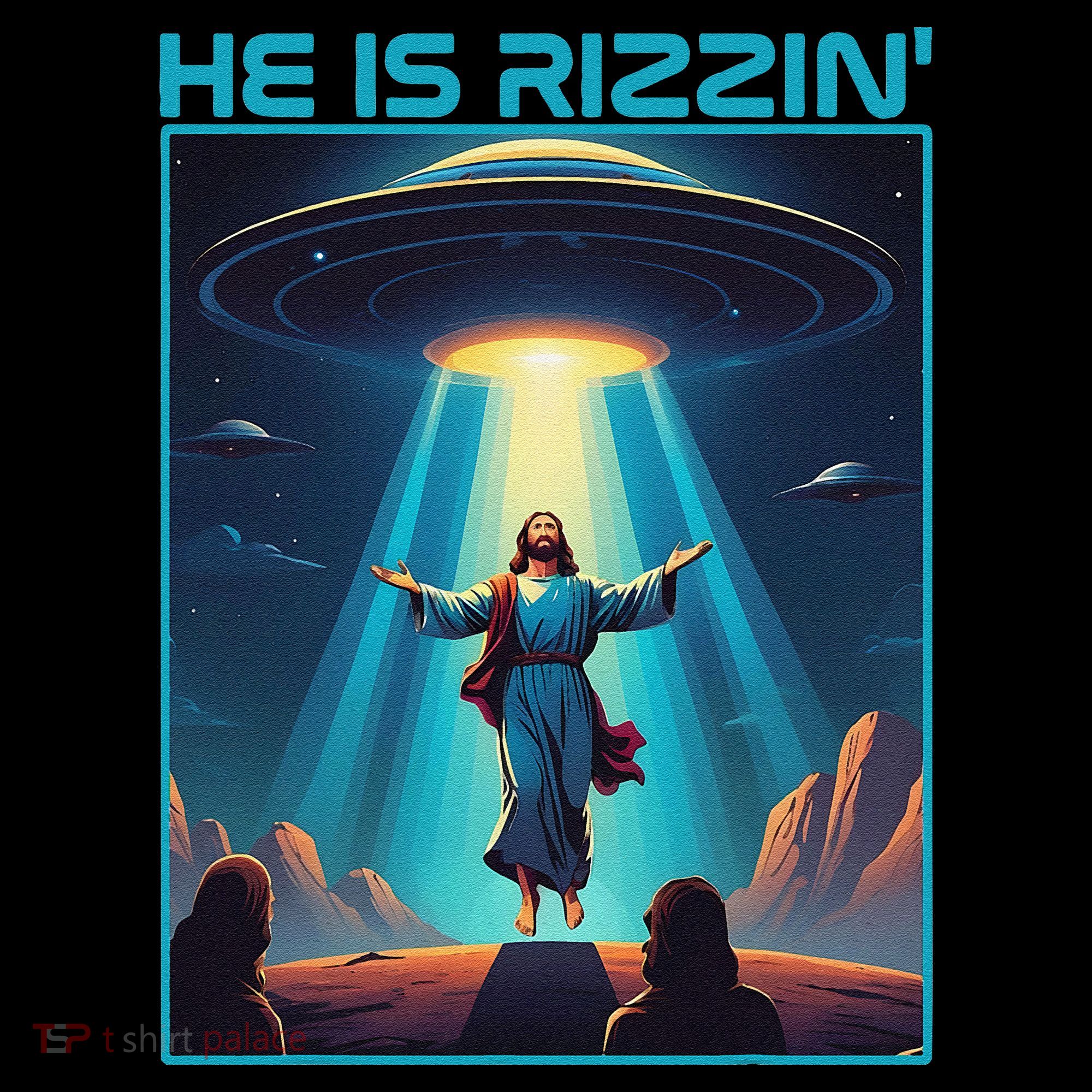 Funny Jesus Rizzin Easter Ufo Alien Abduction Space Christ Coffee Mug