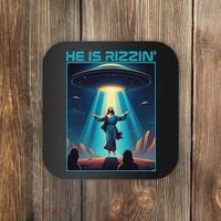 Funny Jesus Rizzin Easter Ufo Alien Abduction Space Christ Coaster thumb 0