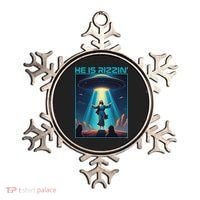Funny Jesus Rizzin Easter Ufo Alien Abduction Space Christ Ornament thumb 0