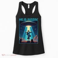 Funny Jesus Rizzin Easter Ufo Alien Abduction Space Christ Women's Tank Top thumb 0