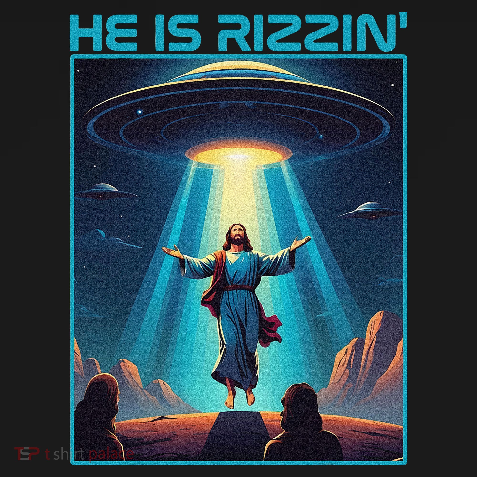 Funny Jesus Rizzin Easter Ufo Alien Abduction Space Christ Women's Tank Top