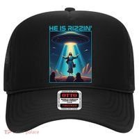 Funny Jesus Rizzin Easter Ufo Alien Abduction Space Christ Hat thumb 0