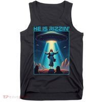 Funny Jesus Rizzin Easter Ufo Alien Abduction Space Christ Tank Top thumb 0