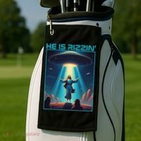 Funny Jesus Rizzin Easter Ufo Alien Abduction Space Christ Golf Towel thumb 2