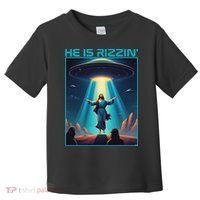 Funny Jesus Rizzin Easter Ufo Alien Abduction Space Christ Toddler T-Shirt thumb 0