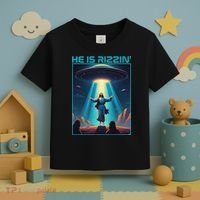 Funny Jesus Rizzin Easter Ufo Alien Abduction Space Christ Toddler T-Shirt thumb 3