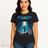 Funny Jesus Rizzin Easter Ufo Alien Abduction Space Christ Women's T-Shirt thumb 4