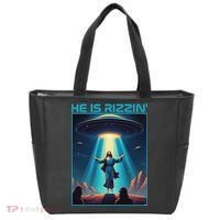 Funny Jesus Rizzin Easter Ufo Alien Abduction Space Christ Tote Bag thumb 0