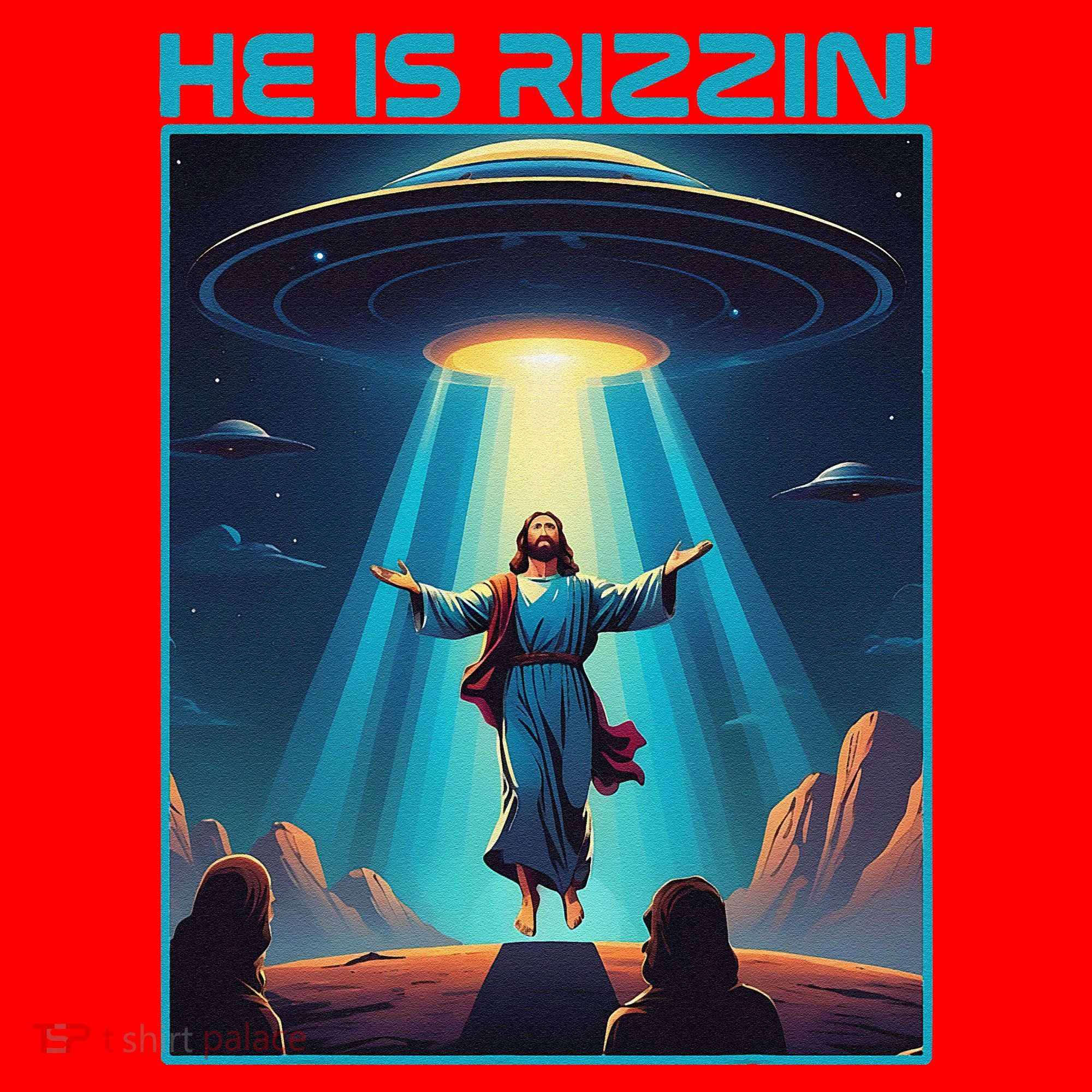 Funny Jesus Rizzin Easter Ufo Alien Abduction Space Christ Santa Hat