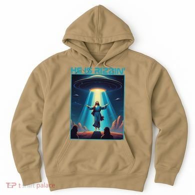 Funny Jesus Rizzin Easter Ufo Alien Abduction Space Christ Hoodie