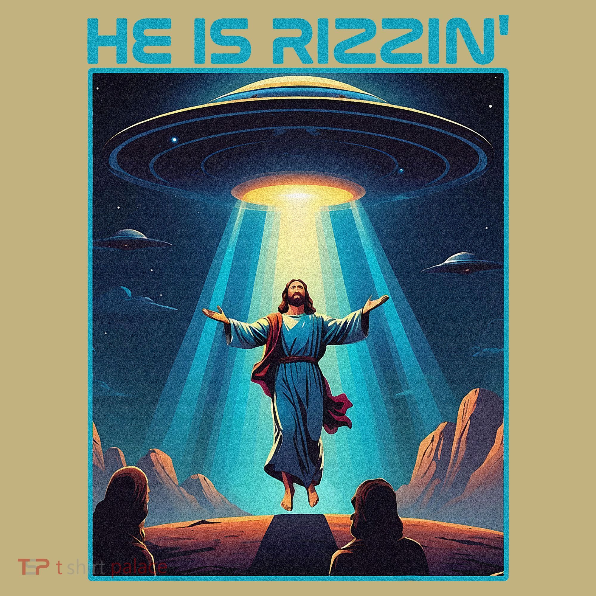 Funny Jesus Rizzin Easter Ufo Alien Abduction Space Christ Long Sleeve Shirt