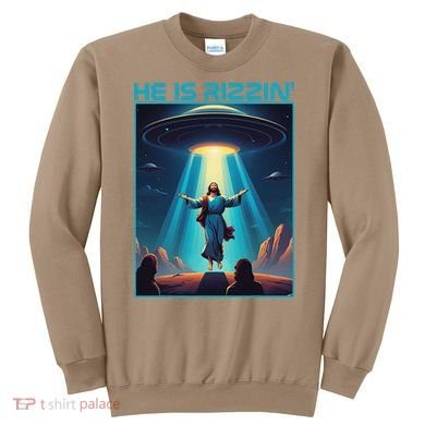Funny Jesus Rizzin Easter Ufo Alien Abduction Space Christ Sweatshirt