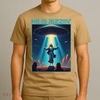 Funny Jesus Rizzin Easter Ufo Alien Abduction Space Christ T-Shirt thumb 3