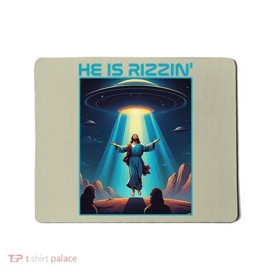 Funny Jesus Rizzin Easter Ufo Alien Abduction Space Christ Mousepad