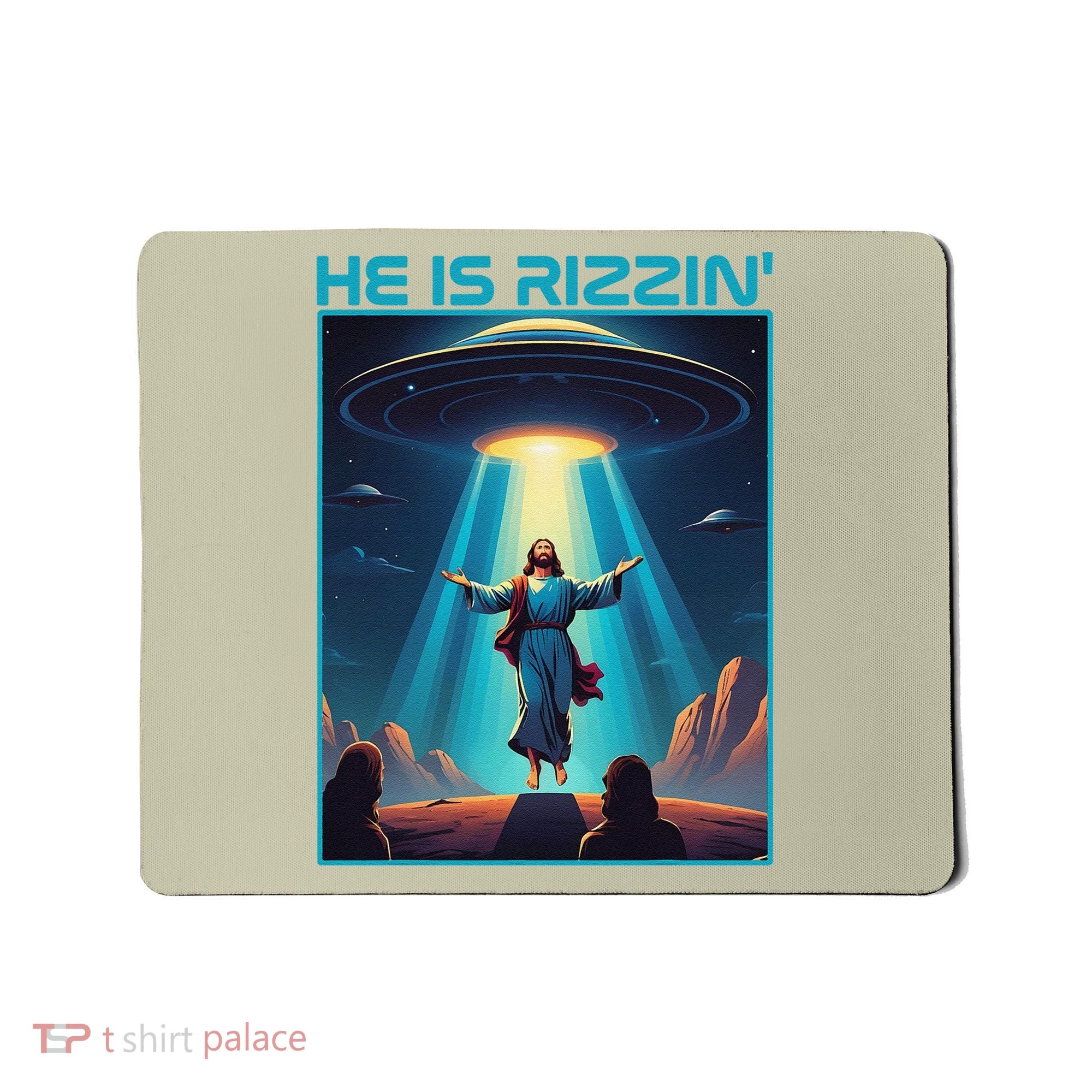 Funny Jesus Rizzin Easter Ufo Alien Abduction Space Christ Mousepad