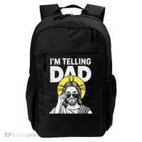 Funny Jesus Saying Im Telling Dad Backpack thumb 0