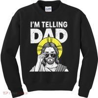 Funny Jesus Saying Im Telling Dad Kids Sweatshirt thumb 0