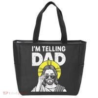 Funny Jesus Saying Im Telling Dad Tote Bag thumb 0