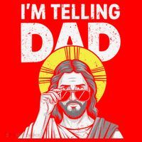 Funny Jesus Saying Im Telling Dad Santa Hat thumb 1