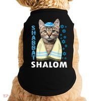 Funny Jewish Shabbat Shalom Cute Cat With Kippah Doggie Tank thumb 0