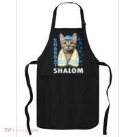 Funny Jewish Shabbat Shalom Cute Cat With Kippah Apron thumb 0