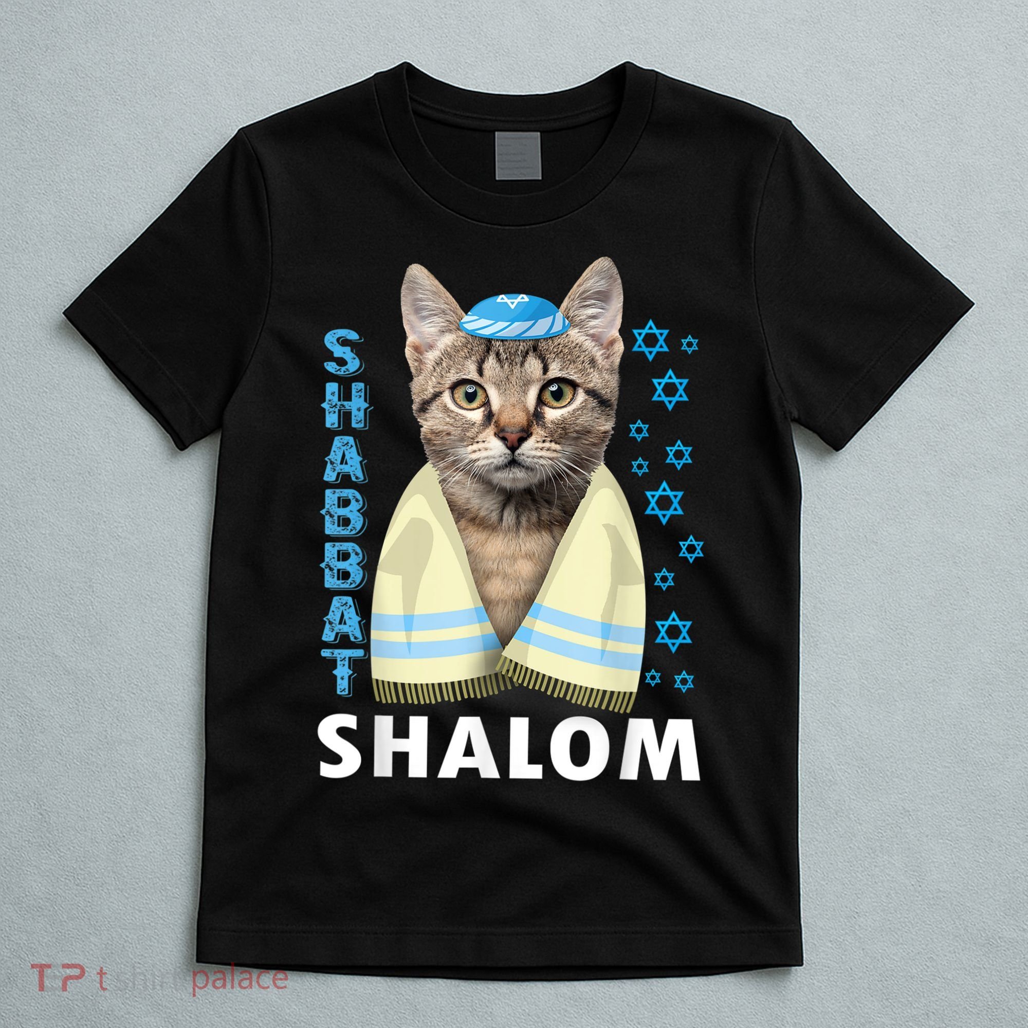 Funny Jewish Shabbat Shalom Cute Cat With Kippah T-Shirt