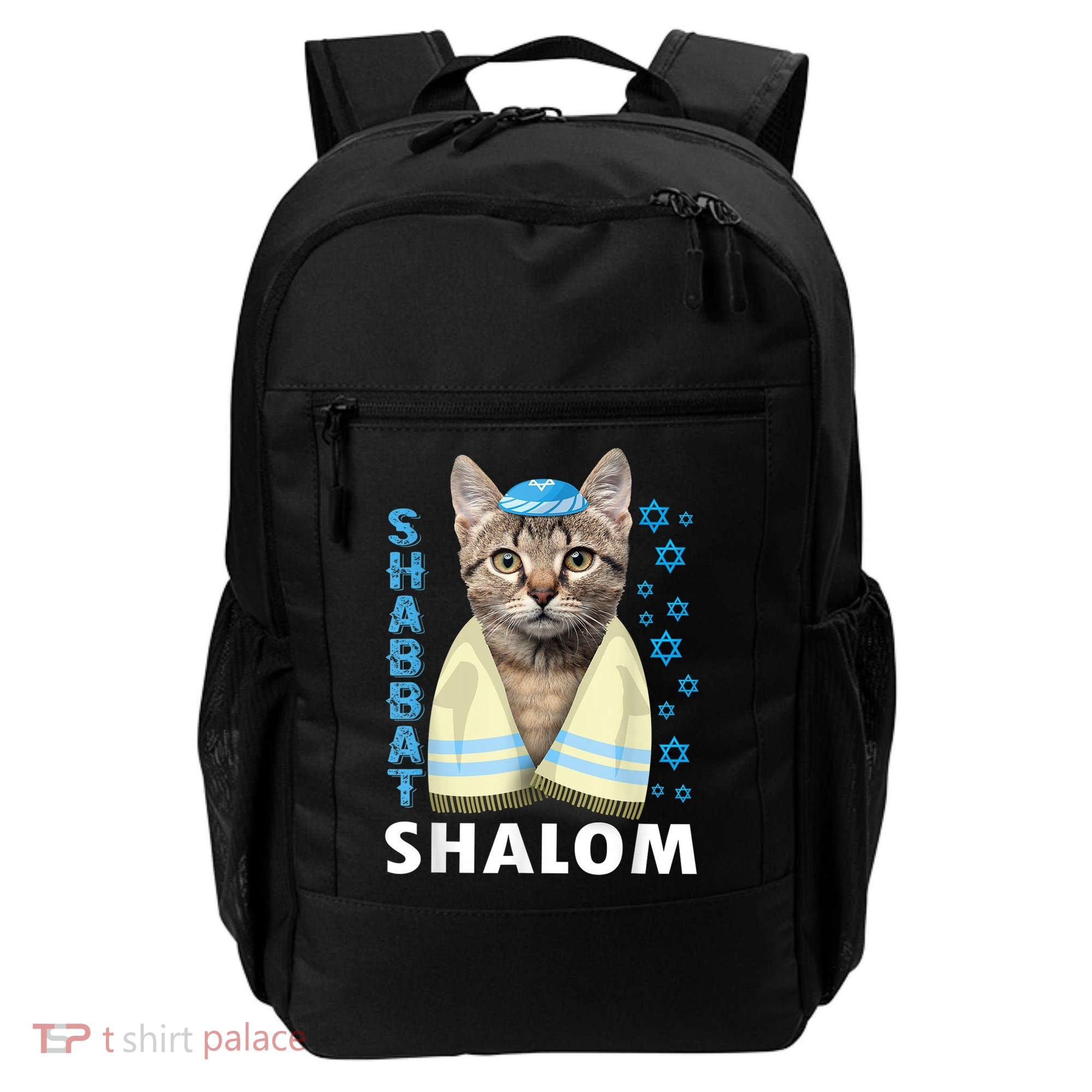 Funny Jewish Shabbat Shalom Cute Cat With Kippah Backpack