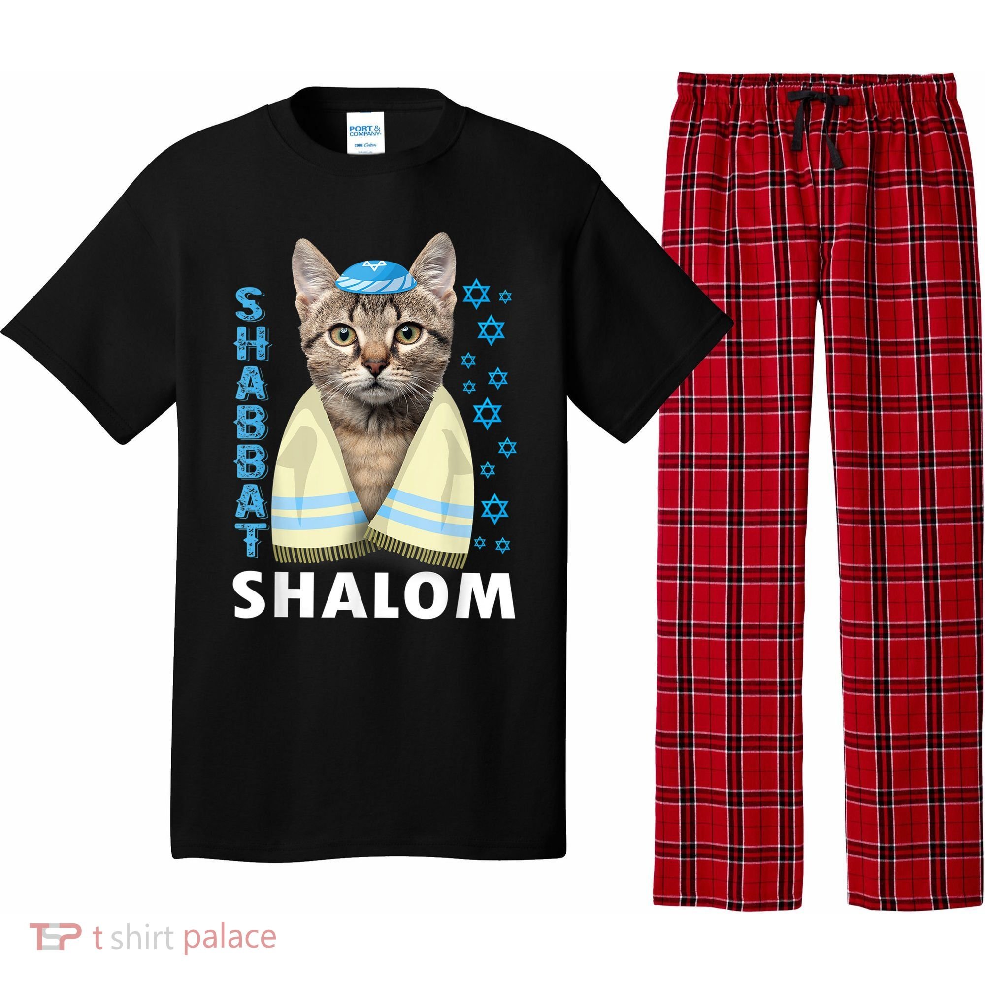 Funny Jewish Shabbat Shalom Cute Cat With Kippah Pajama Set