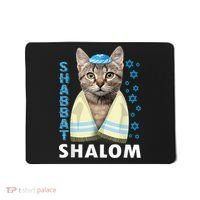 Funny Jewish Shabbat Shalom Cute Cat With Kippah Mousepad thumb 0